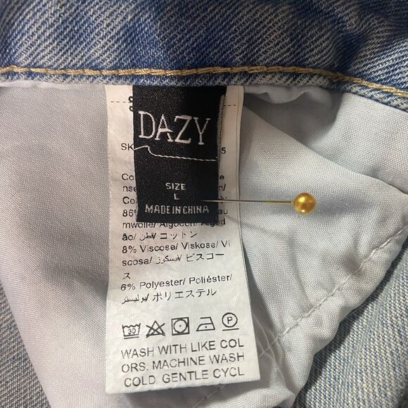 DAZY Jeans Wide Leg High Rise Light Wash Denim Pockets Womens L Blue - Picture 4 of 11